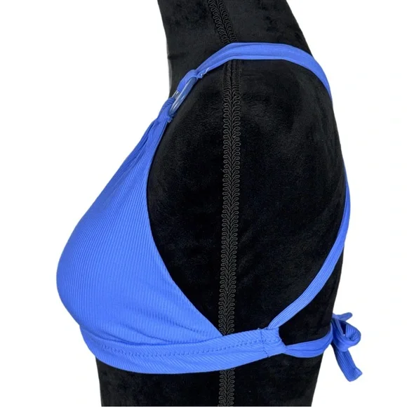 BECCA Bright Periwinkle Blue Ribbed Bikini Crisscross Back Bikini Top NWT Size M - Picture 6 of 12